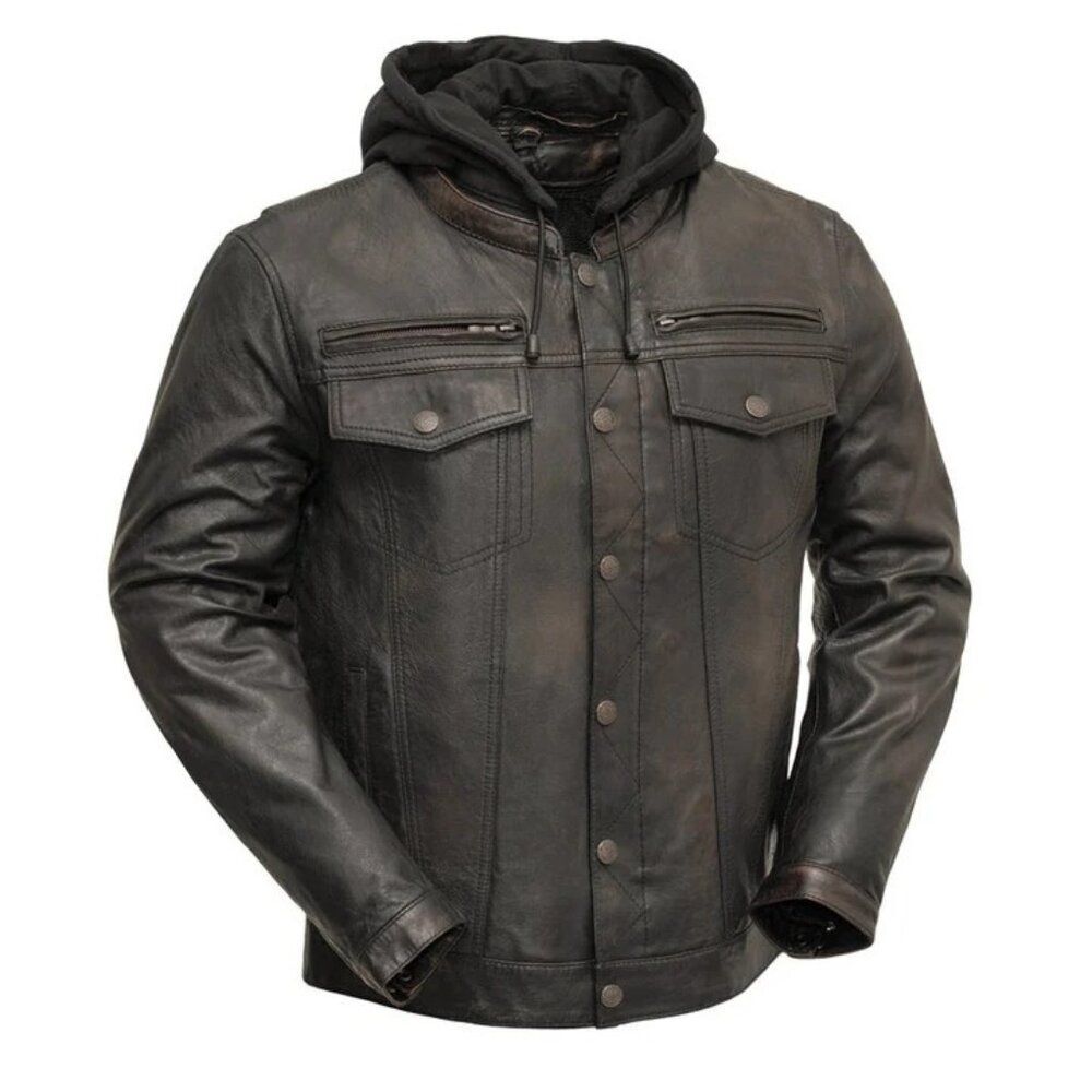 New - Vendetta Men's Motorcycle Leather Jacket
